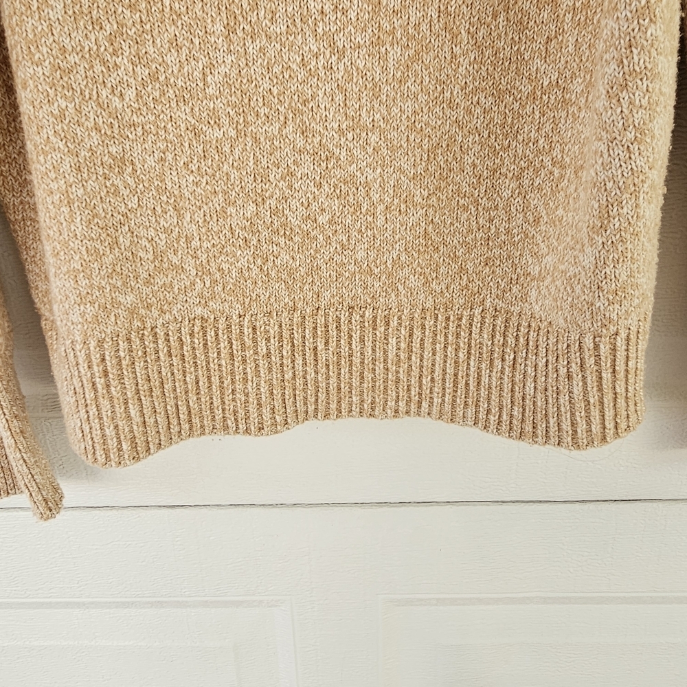 LOFT Neutral Half Zip Sweater Small Cozy Knit Minimalist Beige Ribbed Collar - Picture 8 of 12